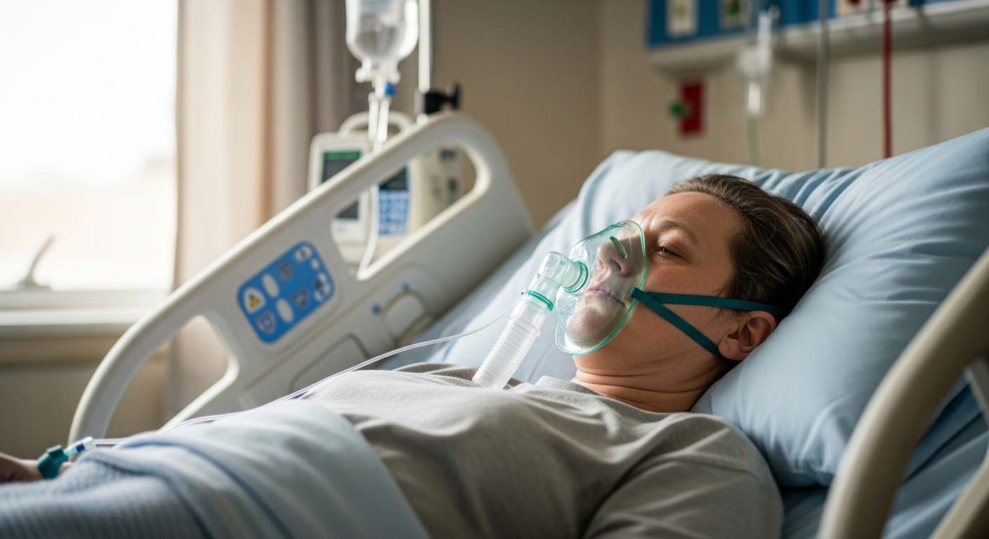 patient recovering from oxygen deprivation in hospital