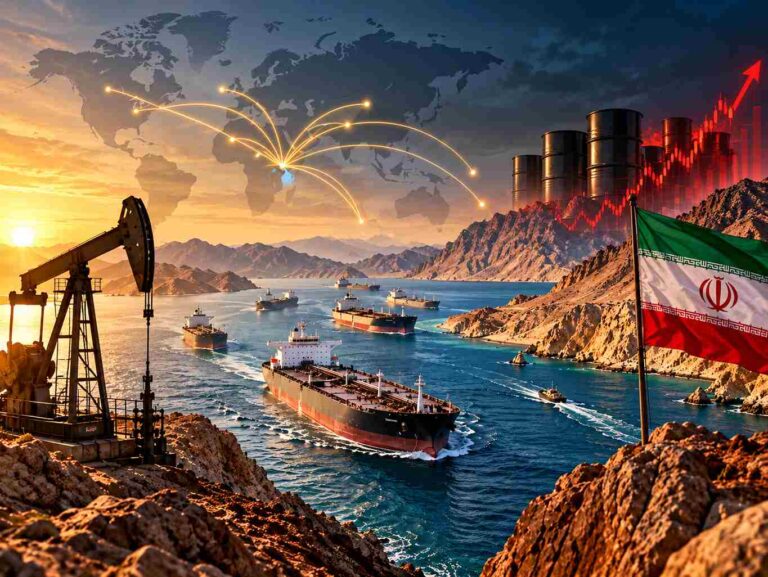 Oil tanker sailing through the Strait of Hormuz
