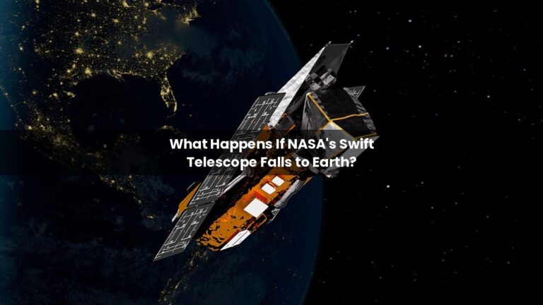 Artist's concept of NASA's Swift observatory in orbit above Earth, illustrating Swift telescope reentry